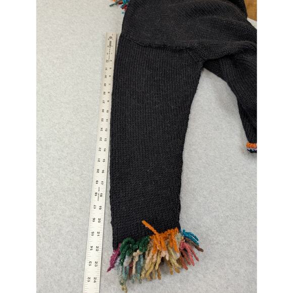 The Sweater Venture Size? XL 50% Wool 50% Alpaca Rainbow Fringe Artsy Cardigan - Picture 11 of 14